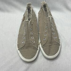 Corkys Khaki Canvas Slip on sneakers Size 6